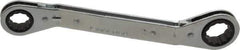 Lang - 5/8" x 3/4" 12 Point Reversible Ratcheting Offset Box Wrench - Double End, 8" OAL, Steel, 25° Offset - All Tool & Supply