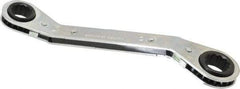 Lang - 15mm x 17mm 12 Point Reversible Ratcheting Offset Box Wrench - 8" OAL, Steel, 25° Offset - All Tool & Supply