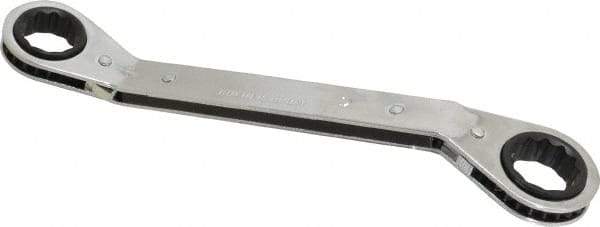 Lang - 19mm x 21mm 12 Point Reversible Ratcheting Offset Box Wrench - Double End, 9-1/8" OAL, Steel, 25° Offset - All Tool & Supply