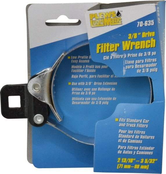 Plews - 2-13/16 to 3-5/32" Diam, Small Ratchet Oil Filter Wrench - Steel, For Use with Filters from 2-13/16 to 3-5/32" - All Tool & Supply