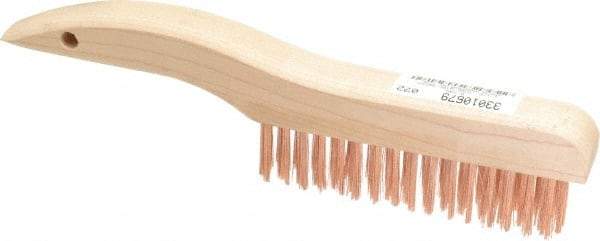 Ampco - 4 Rows x 16 Columns Bronze Shoe Handle Wire Brush - 10" OAL, 1-1/8" Trim Length, Wood Shoe Handle - All Tool & Supply
