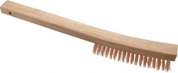 Ampco - 4 Rows x 19 Columns Bronze Curve-Handle Wire Brush - 13-3/4" OAL, 1-1/8" Trim Length, Wood Curved Handle - All Tool & Supply
