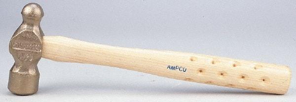 Ampco - 1-1/2 Lb Head Bronze Nonsparking Ball Pein Hammer - Hickory Handle - All Tool & Supply