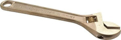 Ampco - 1-1/8" Jaw Capacity, 8" Nonsparking Adjustable Wrench - Aluminum Bronze, Plain Finish - All Tool & Supply