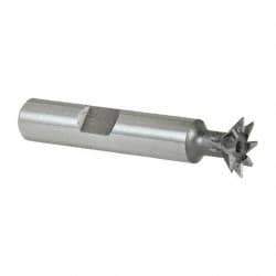 Keo - 1/2" Diam x 1/8" Width of Cut, 45° Included Angle, High Speed Steel Dovetail Cutter - 3/8" Shank Diam, 1-11/16" Shank Length, 2-1/8" Overall Length, Weldon Flat, Uncoated - All Tool & Supply