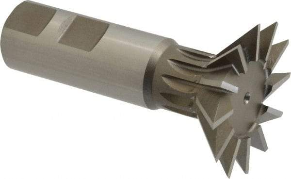 Keo - 1-7/8" Diam x 1/2" Width of Cut, 45° Included Angle, High Speed Steel Dovetail Cutter - 7/8" Shank Diam, 2-1/32" Shank Length, 3-1/4" Overall Length, Weldon Flat, Uncoated - All Tool & Supply