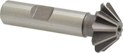 Keo - 1" Diam x 5/16" Width of Cut, 45° Included Angle, Shank Connection, High Speed Steel Single Angle Cutter - 1/2" Shank Diam, 2-1/2" Overall Length, Right Hand Cut, Uncoated - All Tool & Supply