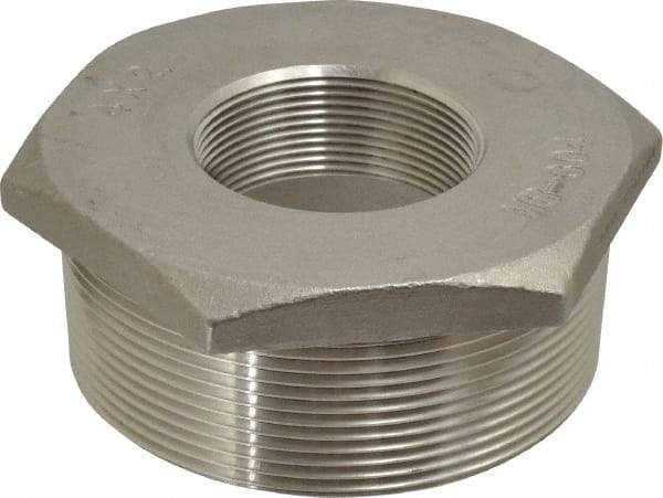 Merit Brass - 4 x 2" Grade 304 Stainless Steel Pipe Hex Bushing - MNPT x FNPT End Connections, 150 psi - All Tool & Supply