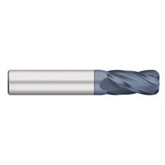 Corner Radius End Mill: 5/16″ Dia, 13/16″ LOC, 1/64″ Radius, 4 Flutes, Solid Carbide 2-1/2″ OAL, 5/16″ Shank Dia, 30 ° Helix, AlTiN Coated, Corner Radius End, Centercutting