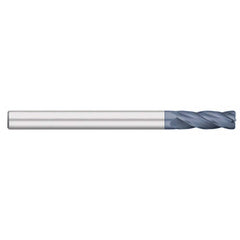 Corner Radius End Mill: 3/16″ Dia, 1-1/8″ LOC, 0.03″ Radius, 4 Flutes, Solid Carbide 3″ OAL, 3/16″ Shank Dia, 30 ° Helix, AlTiN Coated, Corner Radius End, Centercutting