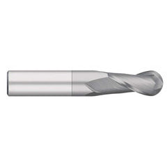 Titan USA - Ball End Mills; Mill Diameter (Decimal Inch): 0.1563 ; Number of Flutes: 2 ; Length of Cut (Inch): 9/16 ; Length of Cut (Decimal Inch): 0.5625 ; Material: Solid Carbide ; Overall Length (Inch): 2 - Exact Industrial Supply