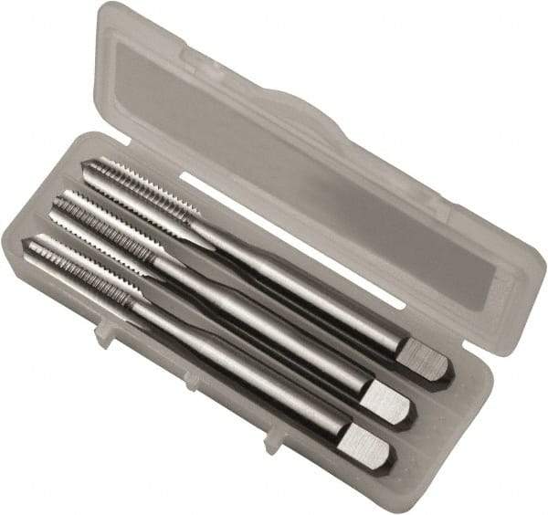 Vermont Tap & Die - #8-32 UNC, 4 Flute, Bottoming, Plug & Taper, Bright Finish, High Speed Steel Tap Set - Left Hand Cut, 53.98mm OAL, 3/4" Thread Length, Series 3105L - All Tool & Supply