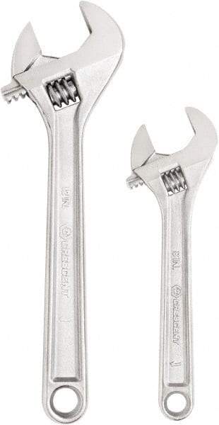 Crescent - 2 Piece, 8" to 12", Adjustable Wrench Set - Inch Measurement Standard, Chrome Finish - All Tool & Supply