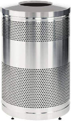 Rubbermaid - 51 Gal Silver Round Decorative Waste Receptacle With Top - Stainless Steel, 902mm High - All Tool & Supply