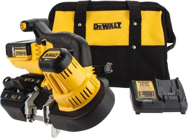 DeWALT - 20 Volt, 32-7/8" Blade, 740 SFPM Cordless Portable Bandsaw - 2-1/2" (Round) & 2-1/2 x 2-1/2" (Rectangle) Cutting Capacity, Lithium-Ion Battery Included - All Tool & Supply