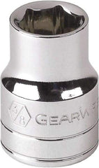 GearWrench - 1-1/4", 1/2" Drive, Standard Hand Socket - 12 Points, 1-21/32" OAL, Alloy Steel, Chrome Finish - All Tool & Supply