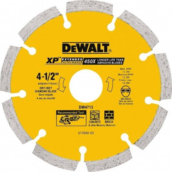 DeWALT - 5" Diam, 7/8" Arbor Hole Diam, 5 Tooth Wet & Dry Cut Saw Blade - Diamond Matrix, General Purpose Action, Standard Round Arbor - All Tool & Supply