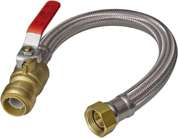 SharkBite - 1/2" Push to Connect Inlet, 3/4" FIP Outlet, Braided Stainless Steel Flexible Connector - Stainless Steel, Use with Water Air Connectors - All Tool & Supply