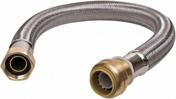 SharkBite - 3/4" Push to Connect Inlet, 3/4" FIP Outlet, Braided Stainless Steel Flexible Connector - Stainless Steel, Use with Water Air Connectors - All Tool & Supply