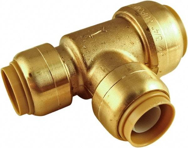 SharkBite - Brass & Chrome Pipe Fittings Type: Reducing Tee Fitting Size: 3/4 x 1/2 x 1/2 - All Tool & Supply