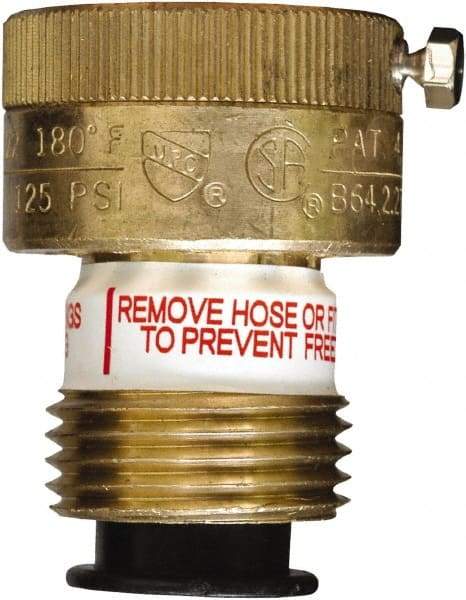 CASH ACME - 3/4" Pipe, 125 Max psi, 2 Color Warning Insulated Brass, Normally Closed Design Vacuum Breaker Valve - Buna-N Seal, Stainless Steel Spring, FNPTF x MNPTF End Connections - All Tool & Supply