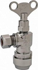 SharkBite - 1/2 & 3/8" Pipe, 200 psi WOG Rating, Brass Angle Stop Valve - Loose Key Handle, Push Fit End Connections, For Potable Water Applications - All Tool & Supply