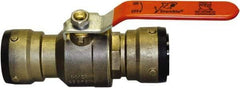 SharkBite - 1-1/2" Pipe, Standard Port, Brass Standard Ball Valve - Inline - Two Way Flow, Push-to-Connect x Push-to-Connect Ends, Steel Handle, 200 WOG - All Tool & Supply