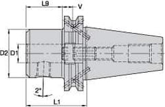 Kennametal - DV40 Taper, 0.3937" Inside Hole Diam, 1.9685" Projection, Whistle Notch Adapter - Through Coolant - Exact Industrial Supply