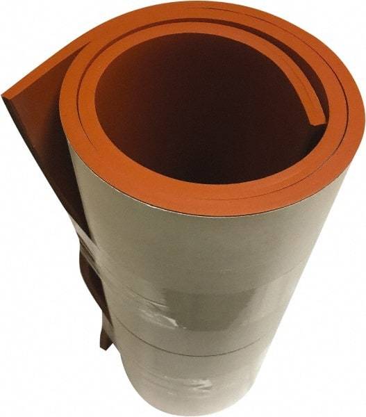 Value Collection - 1/16" Thick x 36" Wide x 10' Long Red Silicone Rubber Roll - Stock Length, Adhesive Back, 500 psi Tensile Strength, -60°F to 400°F - All Tool & Supply