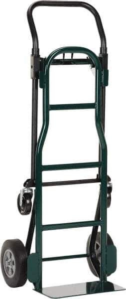 Harper Trucks - 700 Lb Capacity 48" OAH Convertible Hand Truck - 14 x 7" Base Plate, Continuous Handle, Steel, Solid Rubber Swivel Wheels - All Tool & Supply