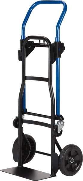 Harper Trucks - 500 Lb Capacity 44" OAH Quick Change Convertible Hand Truck - 14 x 7-1/2" Base Plate, Continuous Handle, Steel, Solid Rubber Swivel Wheels - All Tool & Supply