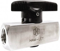 Ham-Let - 1/4" Pipe, 3,000 psi WOG Rating, 316/316L Stainless Steel, Inline, One Way Instrumentation Plug Valve - Wedge Handle, FNPT x FNPT End Connections, Reinforced PTFE Seal - All Tool & Supply