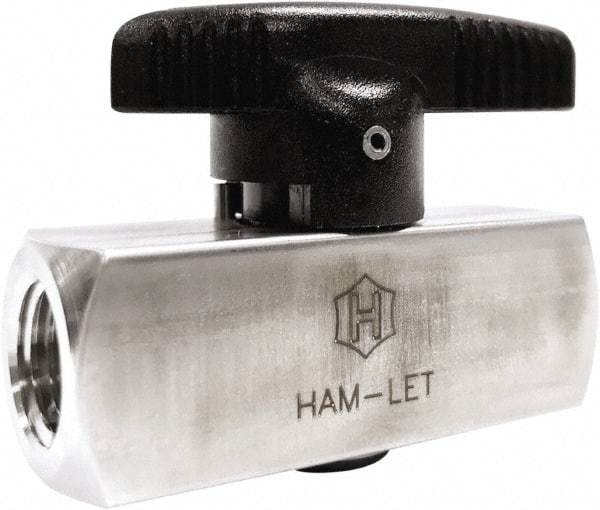 Ham-Let - 1/2" Pipe, 3,000 psi WOG Rating, 316/316L Stainless Steel, Inline, One Way Instrumentation Plug Valve - Wedge Handle, FNPT x FNPT End Connections, Reinforced PTFE Seal - All Tool & Supply