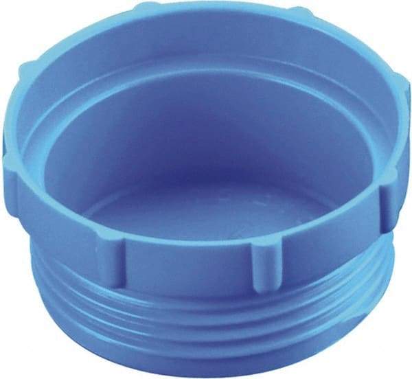 Caplugs - Serrated Round Head, Threaded Plug - 0.88" OD, 5/8" Long, High-Density Polyethylene, Blue - All Tool & Supply