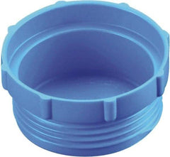 Caplugs - Serrated Round Head, Threaded Plug - 2.12" OD, 51/64" Long, High-Density Polyethylene, Blue - All Tool & Supply