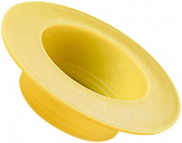 Caplugs - 0.909" ID, Round Head, Tapered Cap/Plug with Flange - 2.61" OD, 21/32" Long, Low-Density Polyethylene, Yellow - All Tool & Supply