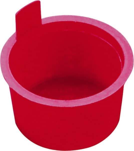 Caplugs - 0.427" ID, Pull-Tab, Round Head, Tapered Plug - 0.56" OD, 3/8" Long, Low-Density Polyethylene, Red - All Tool & Supply