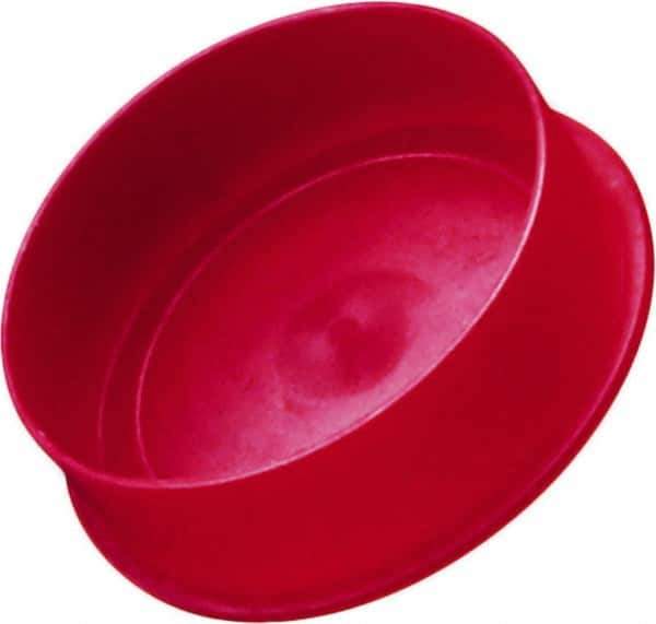 Caplugs - 3.94" ID, Round Head Cap - 4.16" OD, 1" Long, Low-Density Polyethylene, Red - All Tool & Supply