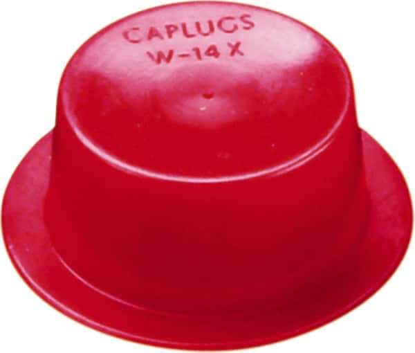 Caplugs - 0.183" ID, Round Head, Tapered Cap/Plug with Flange - 0.62" OD, 23/64" Long, Low-Density Polyethylene, Red - All Tool & Supply