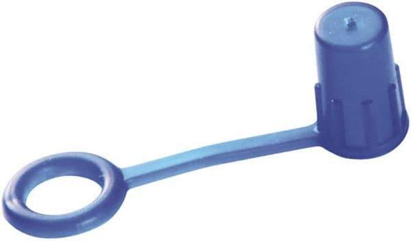 Caplugs - 0.377" ID, Round Head, Tethered Cap - 3/4" Long, Low-Density Polyethylene, Blue - All Tool & Supply