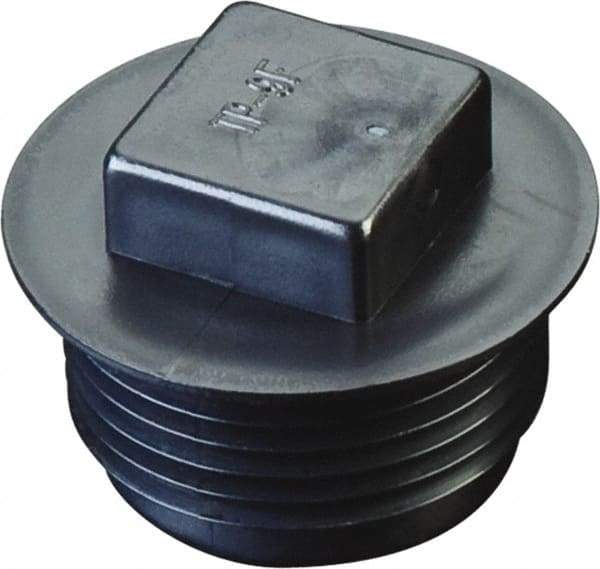 Caplugs - Square Head, Threaded Plug with Flange - 0.69" OD, 19/32" Long, High-Density Polyethylene, Black - All Tool & Supply