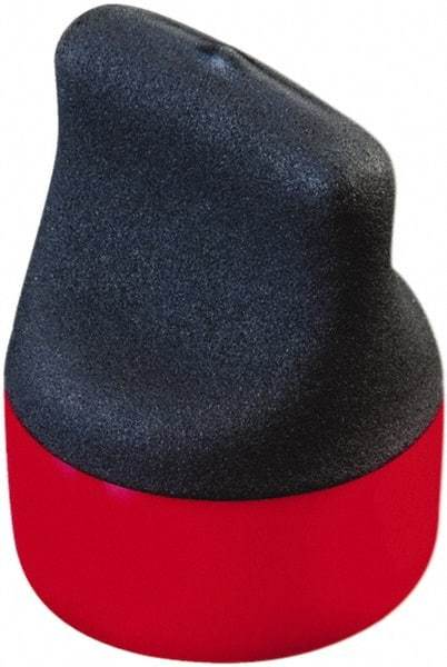 Caplugs - 1.24" ID, Round Head, Textured Pull-Tab Cap - 2-1/8" Long, Vinyl, Red/Black - All Tool & Supply