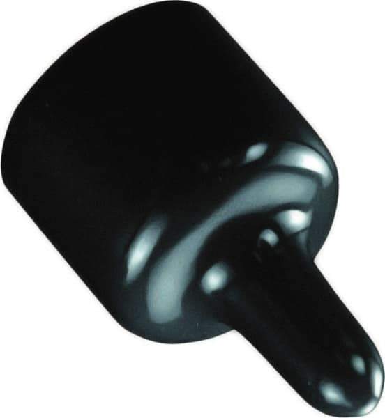 Caplugs - 0.49" ID, Pull-Tab, Round Head Masking Cap - 1-7/16" Long, Vinyl, Black - All Tool & Supply