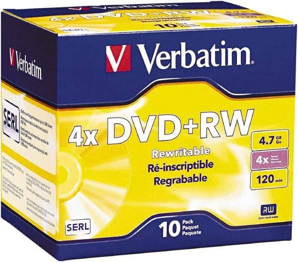 Verbatim - Silver DVD+RW Discs - Use with CD, DVD Drives - All Tool & Supply