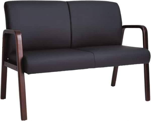 ALERA - 33" High Reception Lounge Chair - 44" Wide x 26-1/8" Deep, Leather Seat, Black & Mahogany - All Tool & Supply