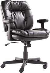 OIF - 40" High Executive Swivel/Tilt Chair - 26" Wide x 25-3/8" Deep, Soft Leather Seat, Black - All Tool & Supply