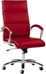 ALERA - 45-1/4" High High Back Chair - 24" Wide x 27-1/4" Deep, Leather Seat, Red - All Tool & Supply