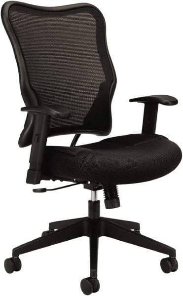 Basyx - 40-1/2" High High Back Chair - 26" Wide x 26-3/8" Deep, Leather Seat, Black - All Tool & Supply