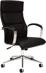 Basyx - 45-3/4" High Executive High Back Leather Chair - 25" Wide x 27-1/2" Deep, Leather Seat, Black - All Tool & Supply