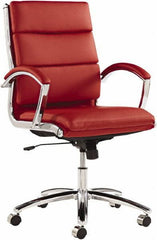 ALERA - 42-1/8" High Mid Back Chair - 24" Wide x 27-1/4" Deep, Leather Seat, Red - All Tool & Supply